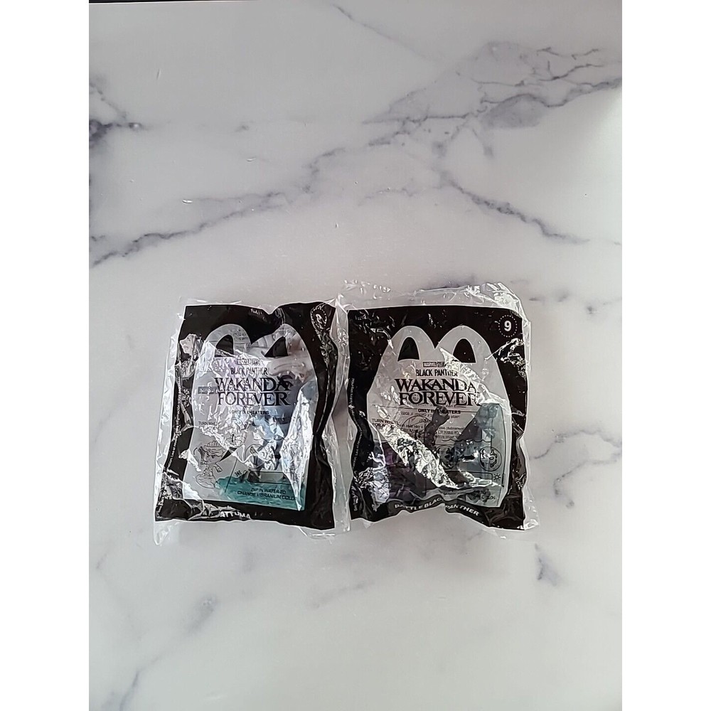 McDonalds Wakanda Forever #8 Black Panther and #9 Battle Panther Happy Meal Toys